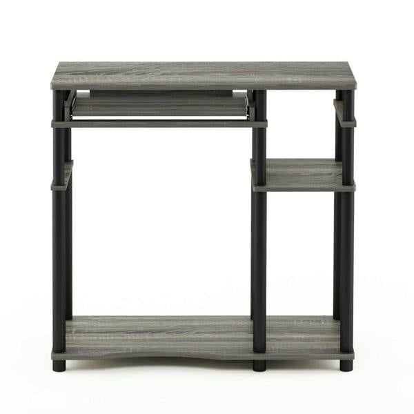 WALPLUS Abbott Computer Desk with Bookshelf, French Oak Grey/Black | Modern Desk Designed for Contemporary Interiors