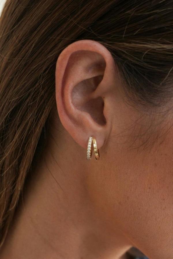 Gold Plated Diamante Huggie Earrings