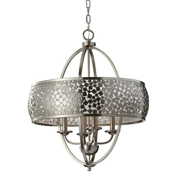 4 Bulb Chandelier Hanging Pendant LIght Brushed Steel LED E14 60W Bulb Loops
