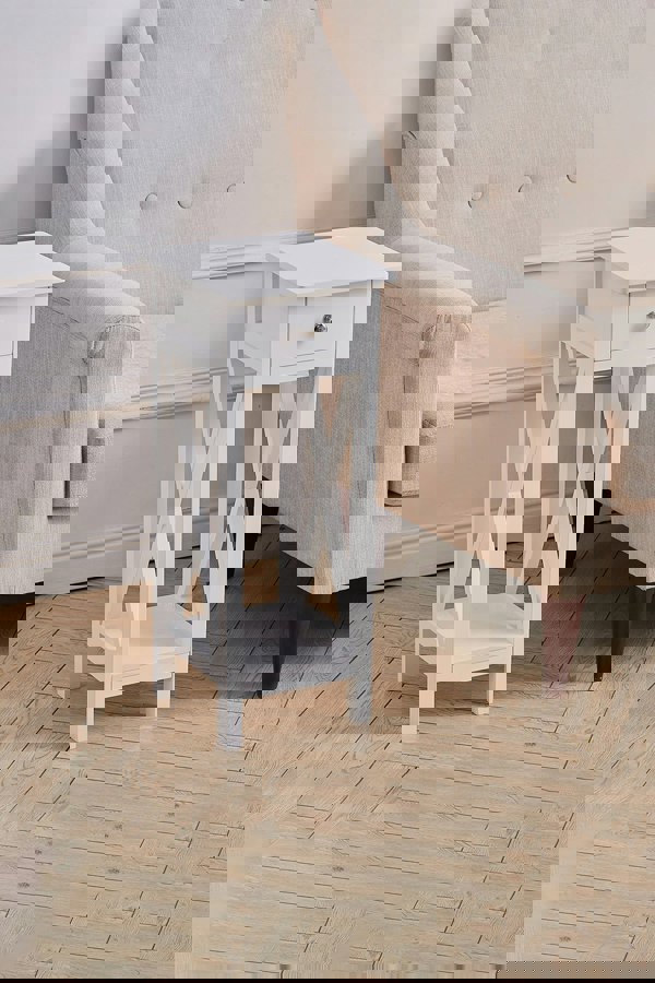 Living and Home One Drawer Wooden Slim Side Table Nightstanding Bed Sofa Side Storage Drawer with Shelf