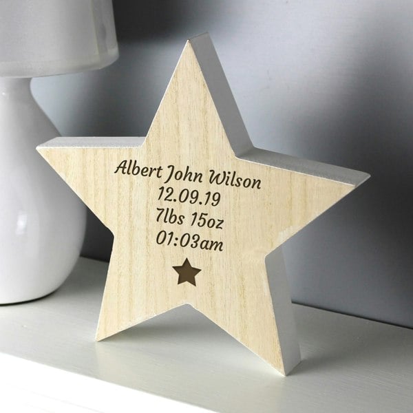 Personalised Memento Company Personalised Star Motif Rustic Wooden Star Decoration