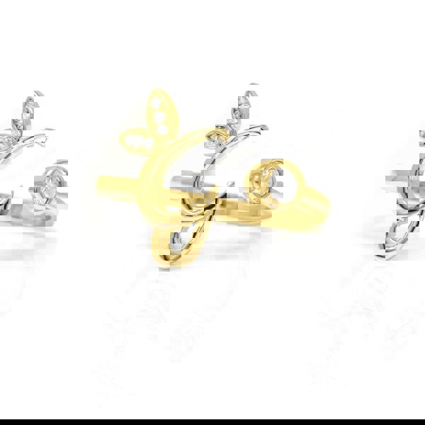 Say It With Adjustable Winged Initial Ring - Yellow Gold Plated