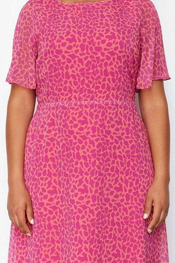WOVCOR Animal Print A-line Midi Woven Dress