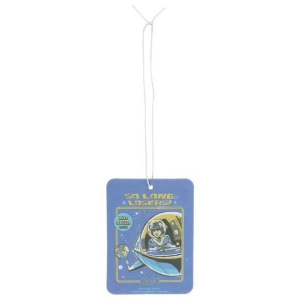 Blue hanging air freshener tag for Peach scent, So Long Losers design