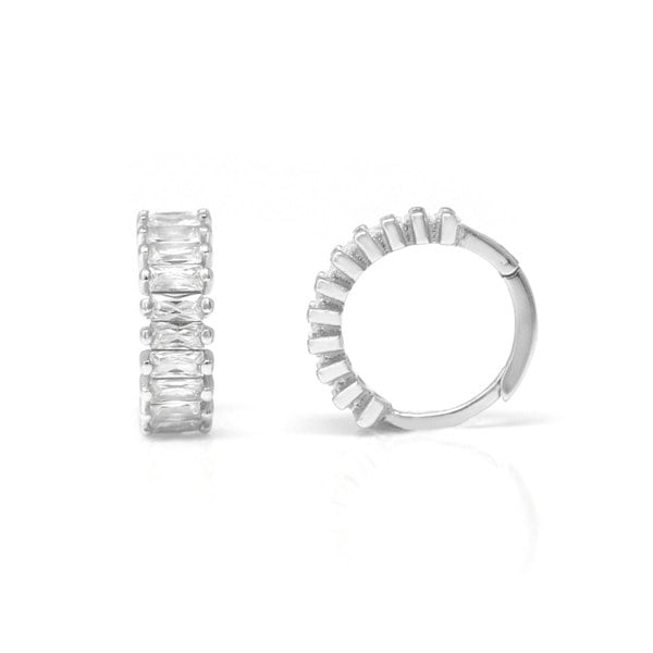 Say It With Baguette Hug Earrings - Stainless Steel