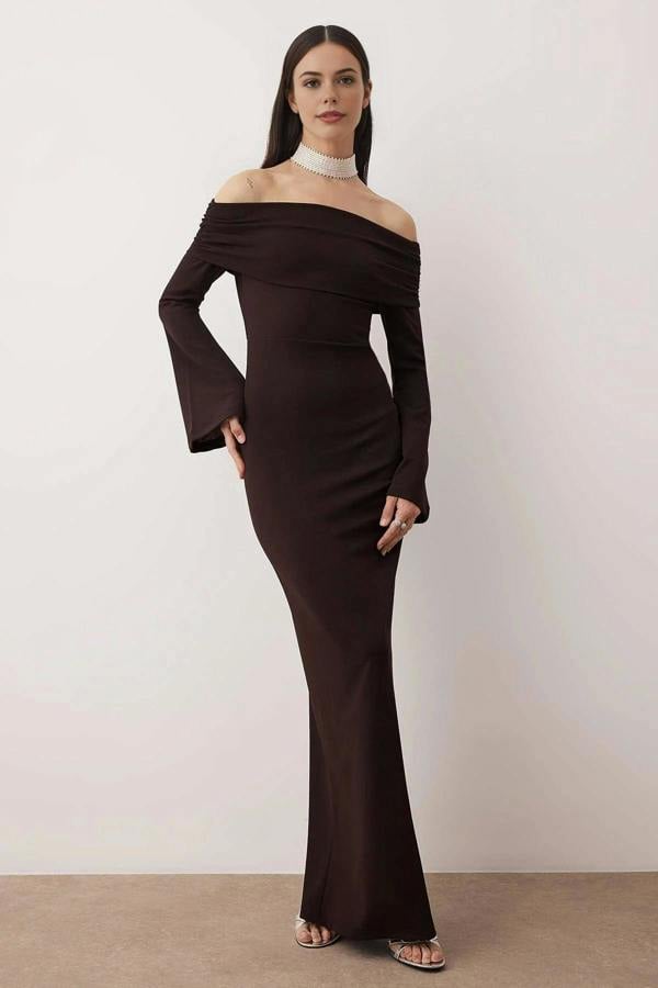 WOVCOR Carmen Collar Maxi Elegant Evening Dress