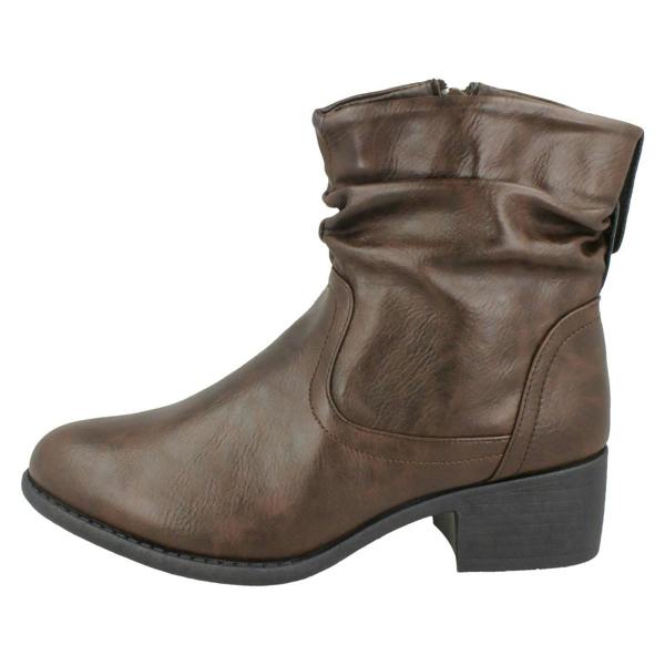 Spot On Ladies Spot On Rouched Ankle Boots