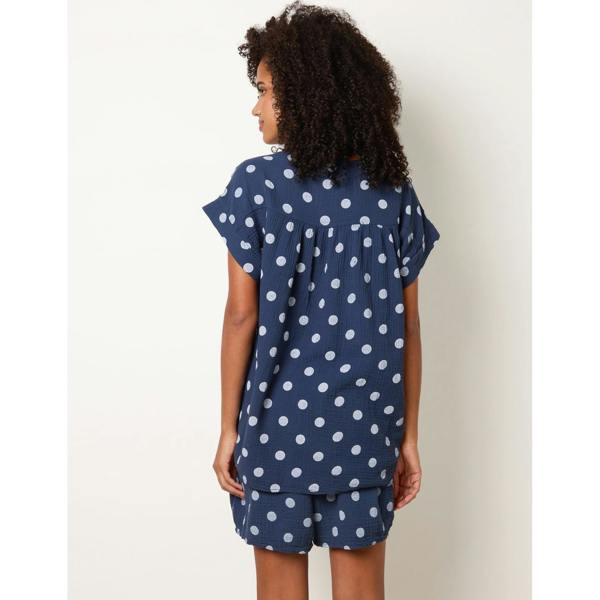 Blue Vanilla Cheesecloth Polka Dot Short Set