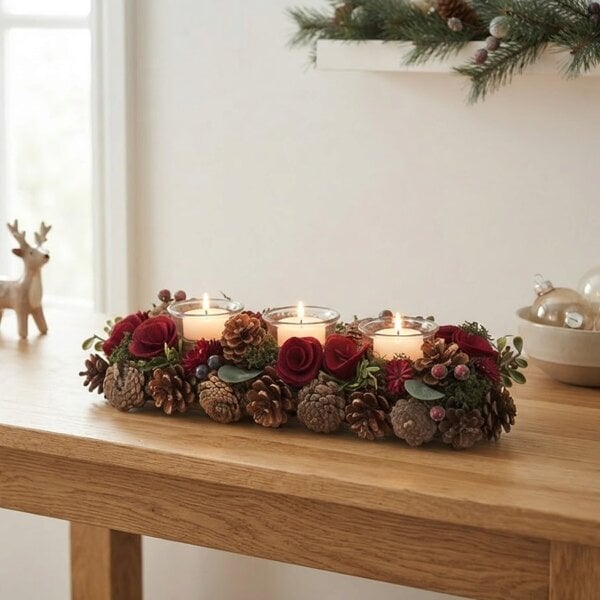 Garden Greatness Red Cone Triple Tealight Holder Statement Light
