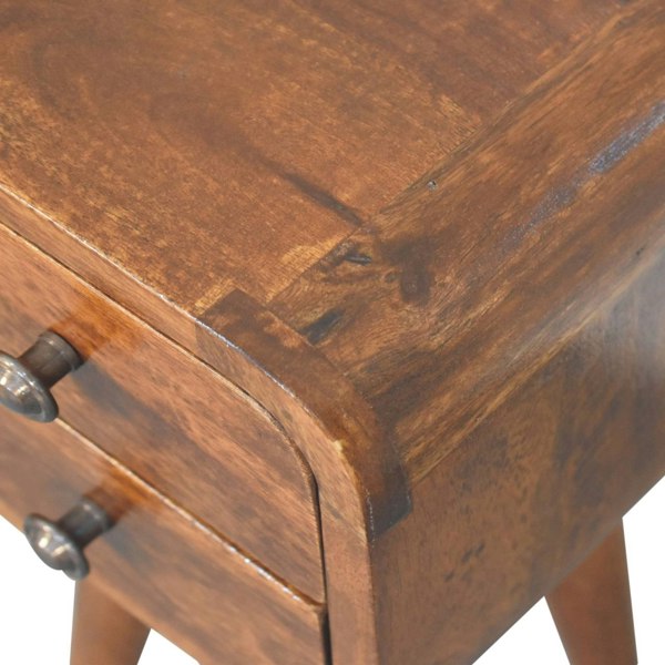 Artisan Furniture Solid Wood Extra Mini Curved Chestnut Bedside
