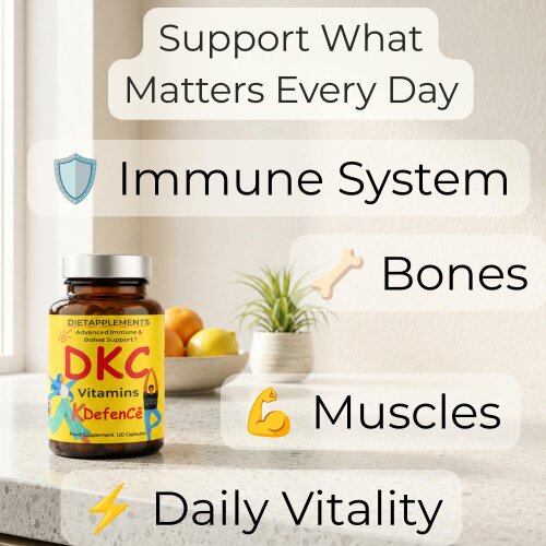 Dietapplements Vitamin D3, Vitamin K2 & Vitamin C for the Immune System & Bones