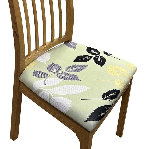 Anyseat Chair Cover Light Green Leaf Pattern Print Stretch Seat Cover for Home Dinning Kitchen Washable Removable
