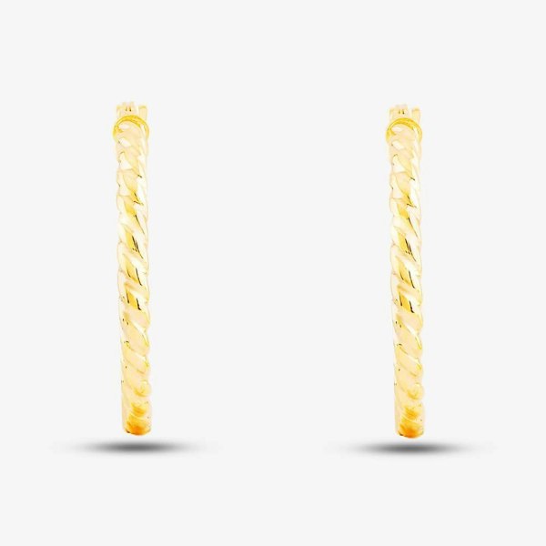 T. H. Baker 9ct Yellow Gold Twist Hoop Earrings ER523