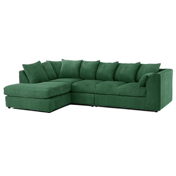 Furnishings For Less Luxor Full Cord Fabric 5 Seater Corner Sofa Scatter Back