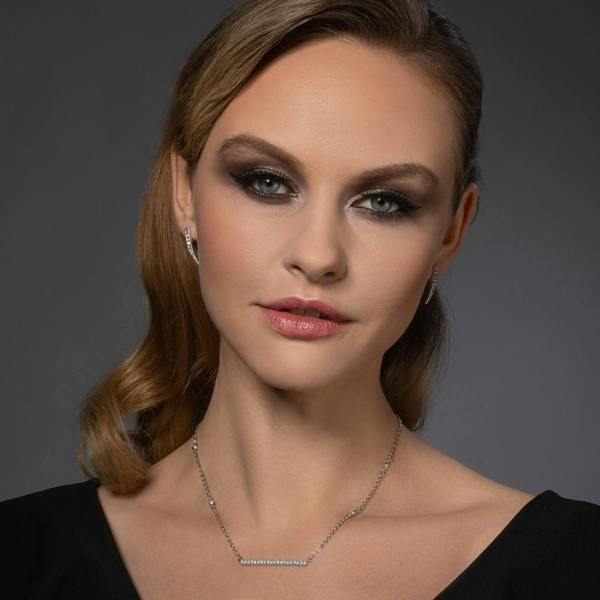 Bar Necklace for Women with Cubic Zirconia Stones - namana.london