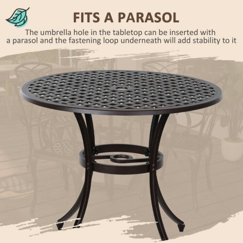 Wyld Haus Rohafa Brown Cast Aluminium Brown 4 Seater Garden Dining Set With Armchairs And Round Table