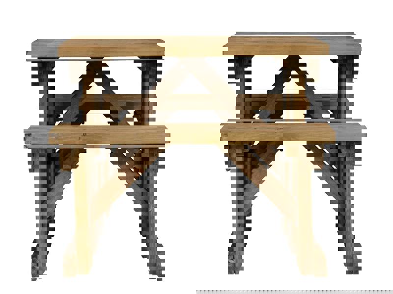 Aspen Picnic Table and Benches Set - Rustic Finish Wooden Outdoor Dining Set for Gardens and Patios