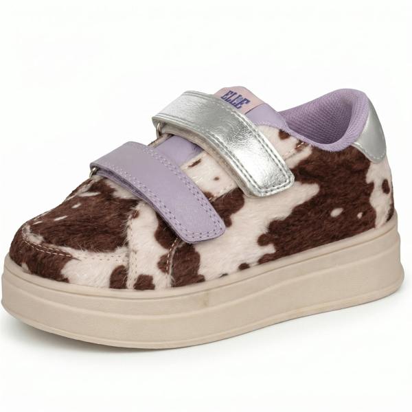 Elle Sport Girls Elle Sport Cow Print Lace Up Comfy Trainers H2724