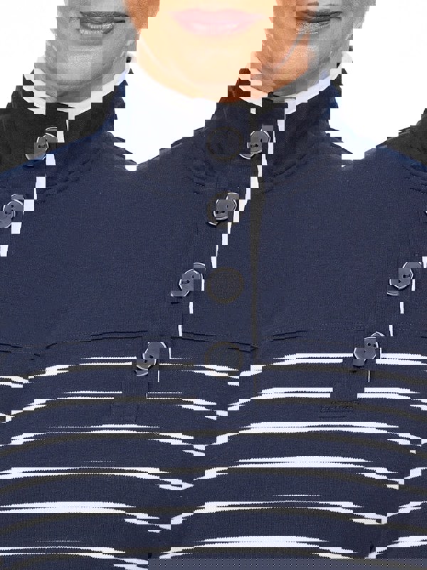 PennyPlain Striped Funnel Neck Top - French Navy