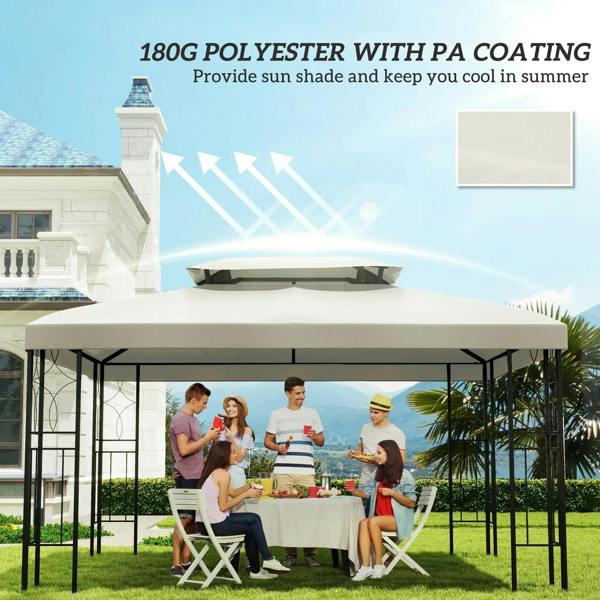 Cream two-tier gazebo roof canopy with slanted top panels for outdoor sun shade