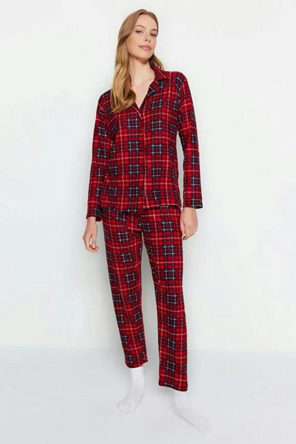 WOVCOR 2 Piece Argyle Knit Pajama Set with Sleep Band