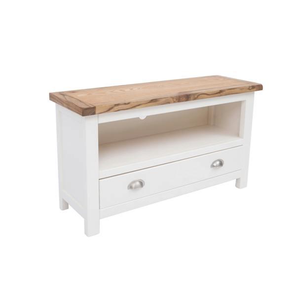 Cabinet Bits Lovere Off White 1 Drawer TV Cabinet Chrome Cup Handle