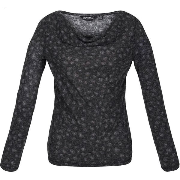 Regatta Women's Frayda Animal Print Cowl Neck Top - Black/Storm Grey