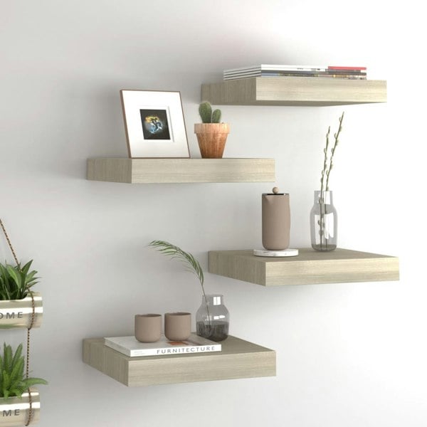 Berkfield Floating Wall Shelves 4 pcs Oak 23x23.5x3.8 cm MDF