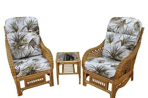 The Garden Marketplace Portofino Duo Set- 2 Chairs and a Side Table- Palm Fabric