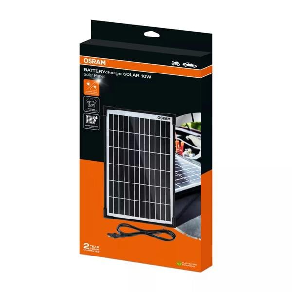 Osram 10W Solar Panel Battery Maintainer Charger, Ideal for Car, Motorbike, Jet ski, Golf