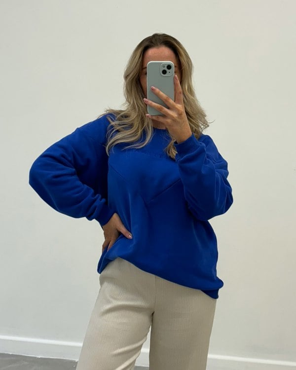 Pretty Mama Essential Oversized Breastfeeding Sweatshirt - Cobalt Blue