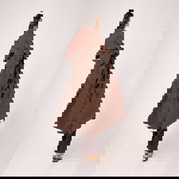 Barneys Originals Women's Real Suede Trench Coat in Chocolate