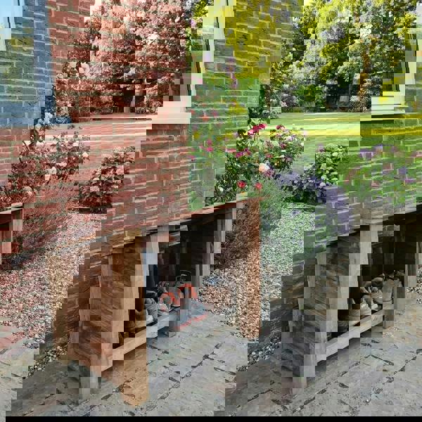 Arbor Garden Solutions Wooden Outdoor Shoe/Log Storage W-79cm, H-66cm, D-54cm - Brown Finish