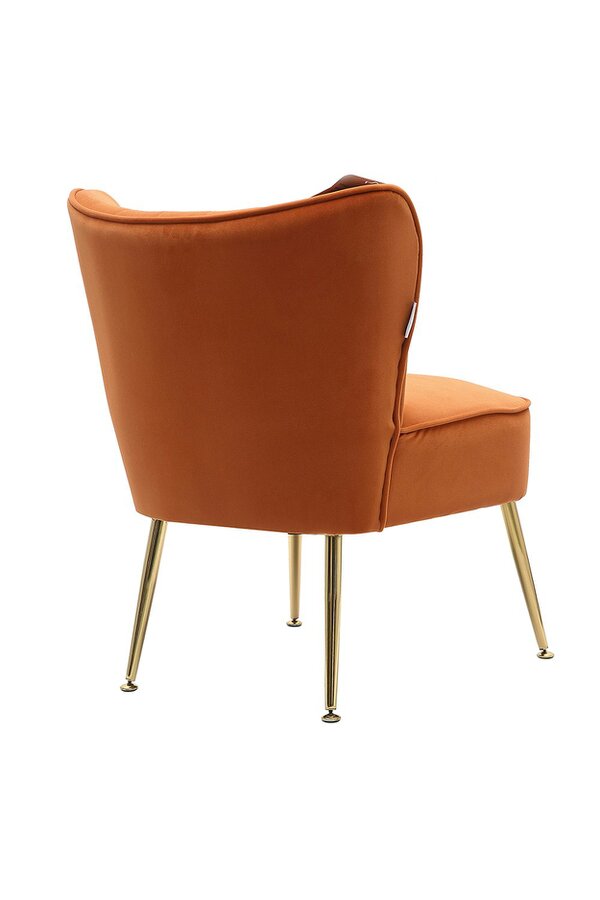 Living and Home Orange Matte Velvet Wingback Accent Chair with Gold Metal Legs