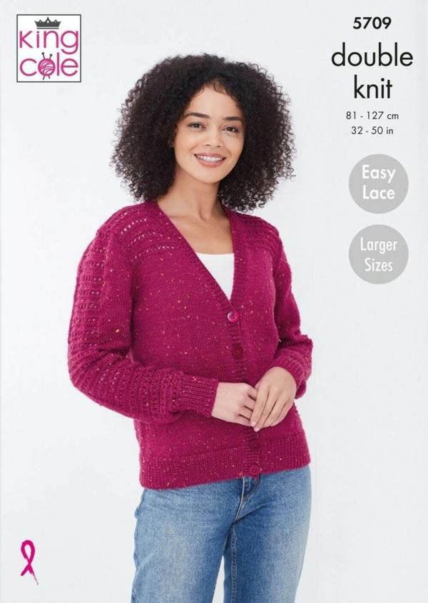 King Cole Big Value Tweed DK Knitting Pattern 5709, Cardigans, Sweaters for Women, 32 - 50 Inches