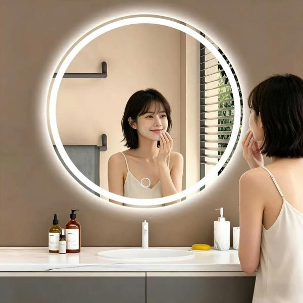 Gr8 Home 60cm Round LED Bathroom Mirror with Anti Fog Touch Dimmable Light