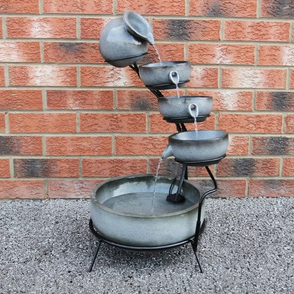 Monstershop Grey 4 Tier Spilling Bowls Water Feature