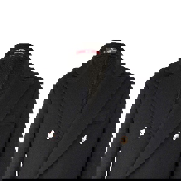 David WeJ DW Signature Double Breasted Wool Overcoat - Black