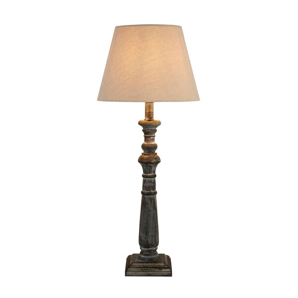 Wyld Haus Mossfern Grey Washed Wooden Column Table Lamp