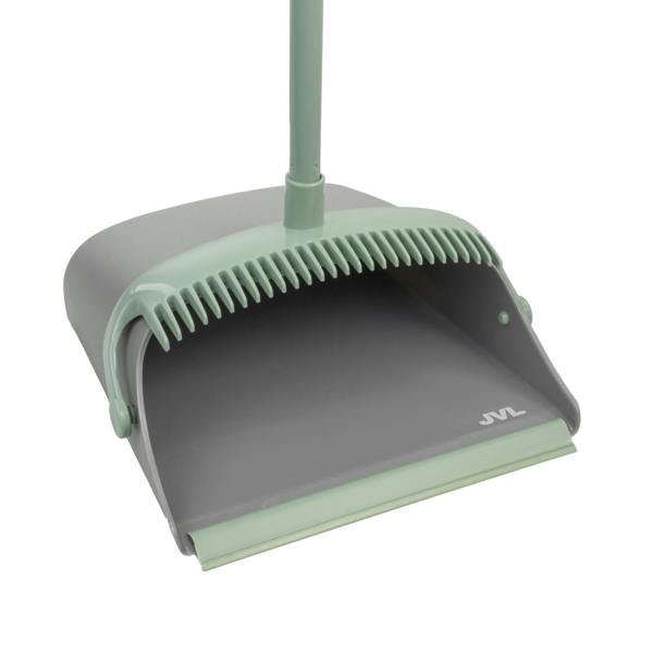 JVL Long Handle Lobby Dust Pan And Brush Set - Grey