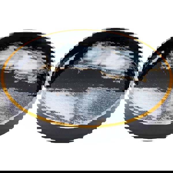 Round Black Abstract Decorative Tray