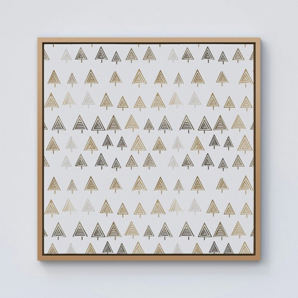 Warren Reed Geometric Christmas Tree Pattern Framed Canvas