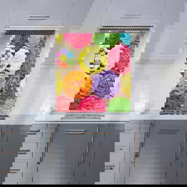 Warren Reed - Designer Bright Colourful Cupcakes Kitchen Splashback