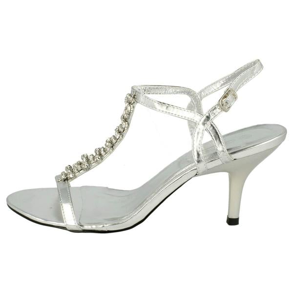 Spot On Ladies Spot On Diamante Strappy Heeled Sandals