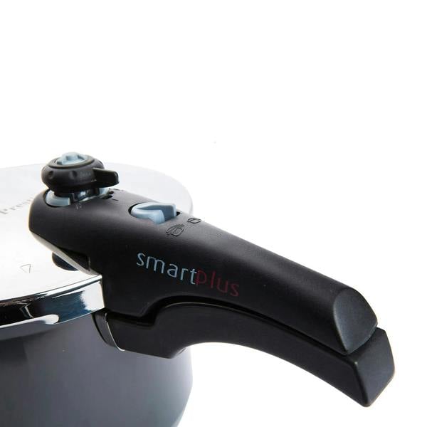 Prestige Smart Plus Black Round Anodised Aluminium Induction Suitable Pressure Cooker with Locking Lid 6L