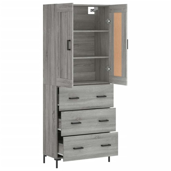 Berkfield Highboard Grey Sonoma 69.5x34x180 cm Engineered Wood