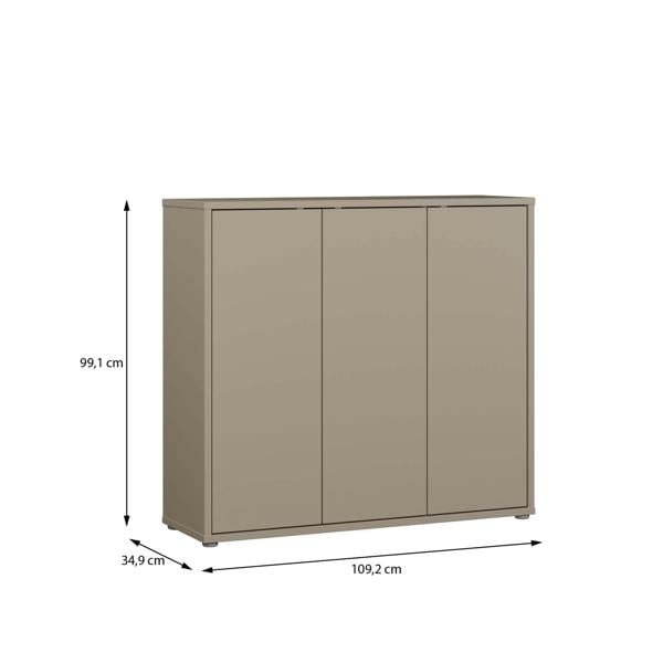 Furniture To Go Alice Springs Shoe Cabinet with 3 Doors Push-to-Open in Taupe