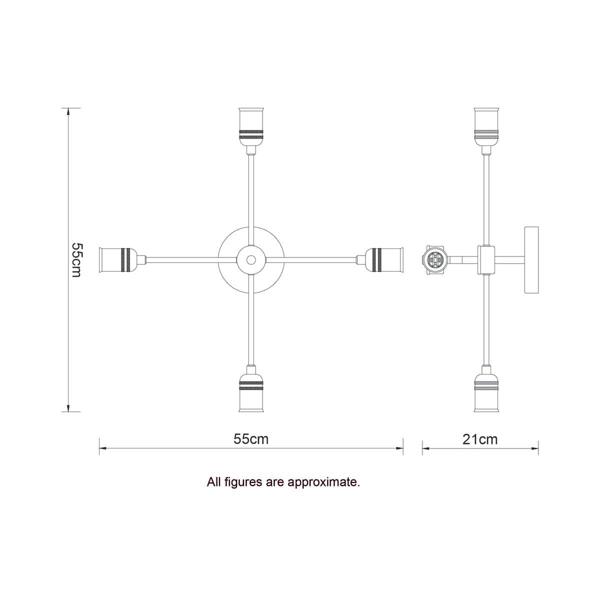 COSYLYTE Linton 4 Light Brass Adjustable Ceiling Light