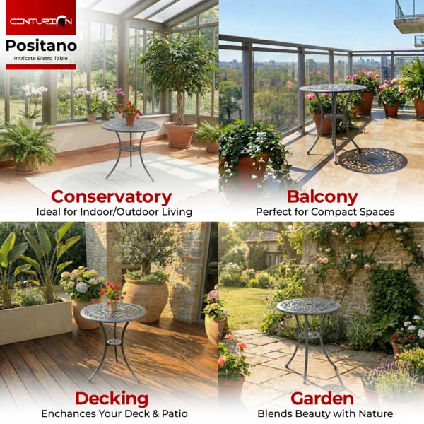 Centurion Supports POSITANO Garden and Patio Grey Cast Aluminium Bistro Table