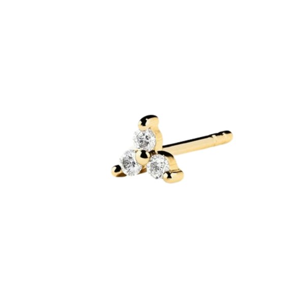 Spero London Lotus Diamond Stud Earring in 14ct Solid Gold - Single